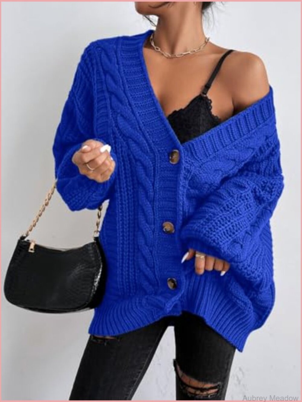 Women's Chunky Cable Knit Cardigan Sweater Button Up Long Sleeve Winter Coat - Picture 3 of 7